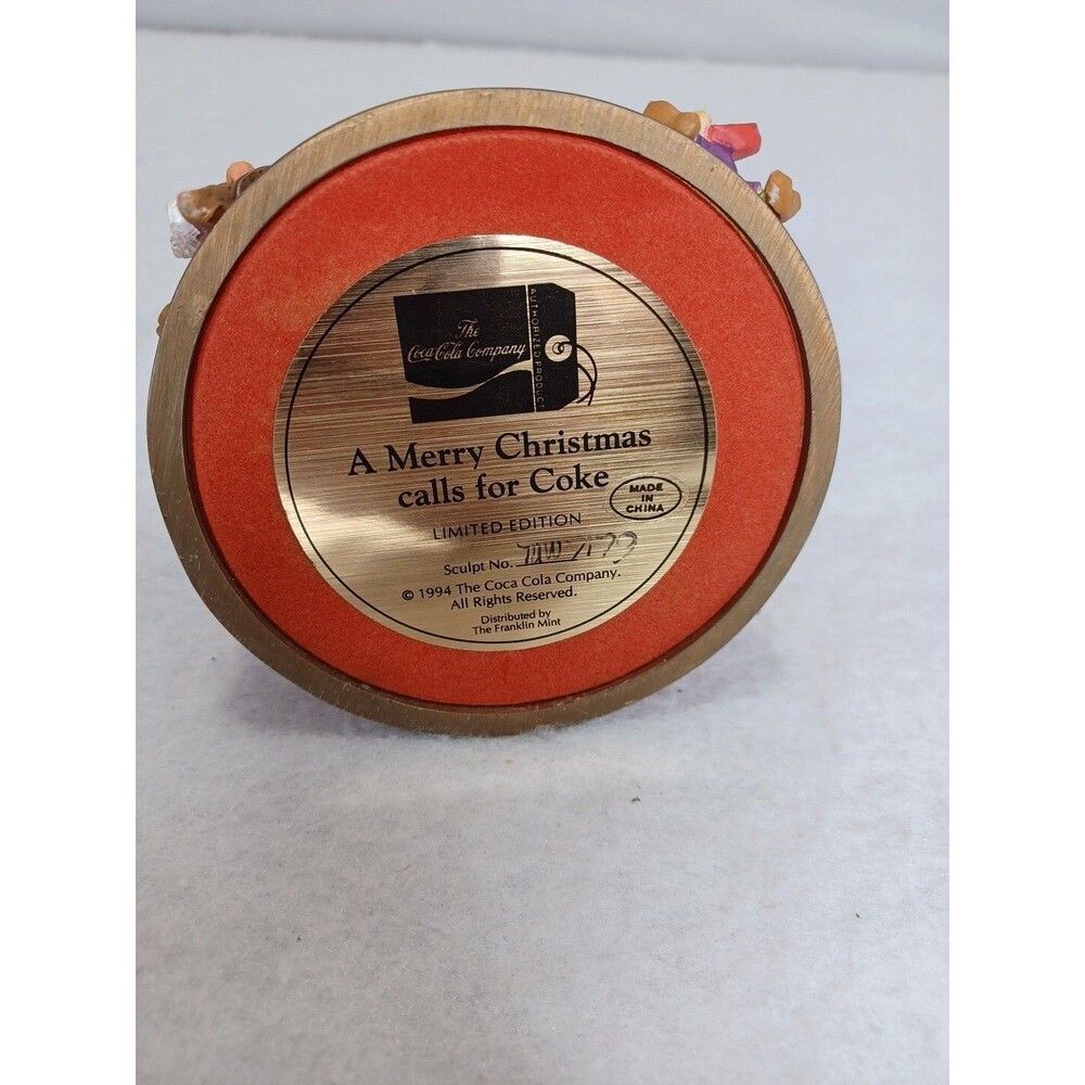 Franklin Mint 1994 Coca-Cola Dome Santa Claus A Merry Christmas Calls For Coke - Picture 8 of 8